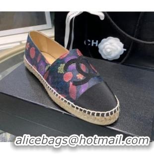 Discount Chanel Denim Print Espadrilles G29762 Charcoa Gray 092384