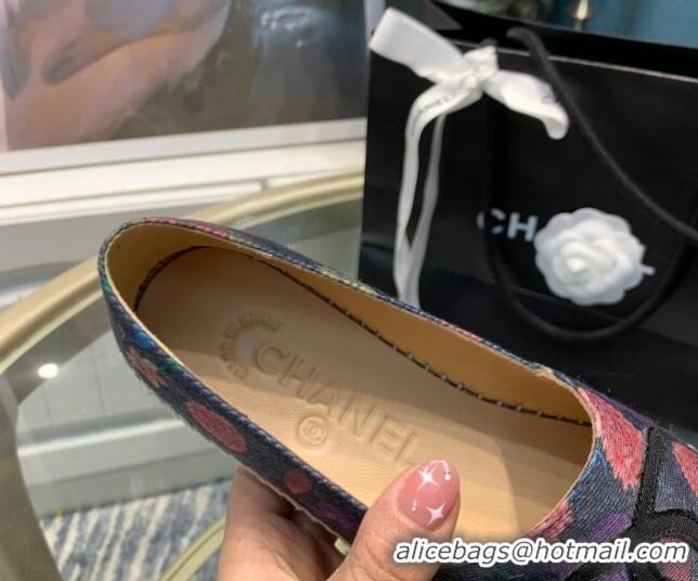 Discount Chanel Denim Print Espadrilles G29762 Charcoa Gray 092384