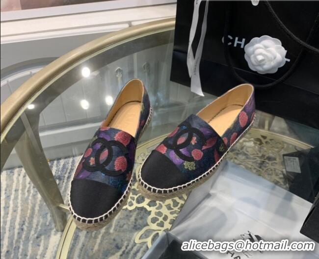 Discount Chanel Denim Print Espadrilles G29762 Charcoa Gray 092384