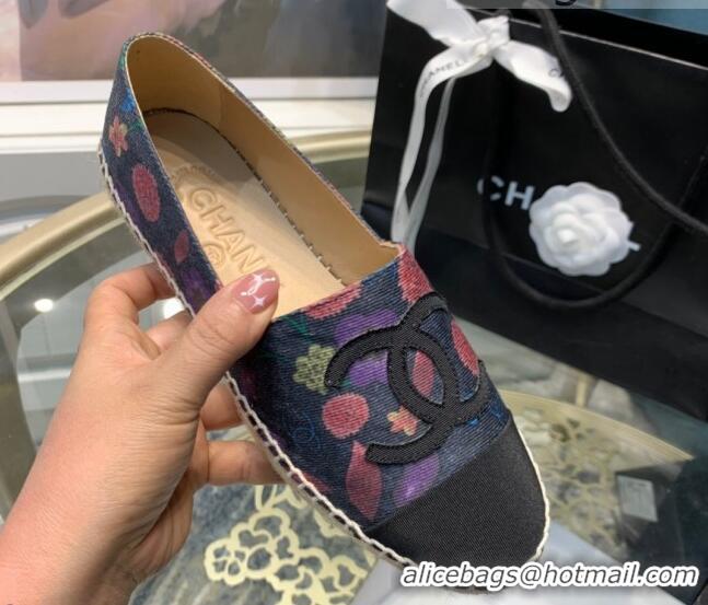 Discount Chanel Denim Print Espadrilles G29762 Charcoa Gray 092384