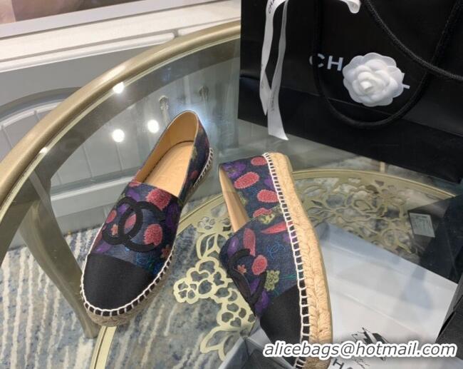 Discount Chanel Denim Print Espadrilles G29762 Charcoa Gray 092384