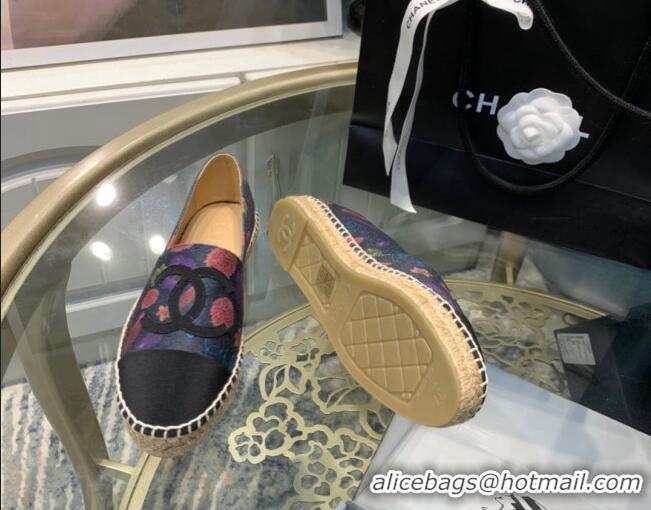 Discount Chanel Denim Print Espadrilles G29762 Charcoa Gray 092384