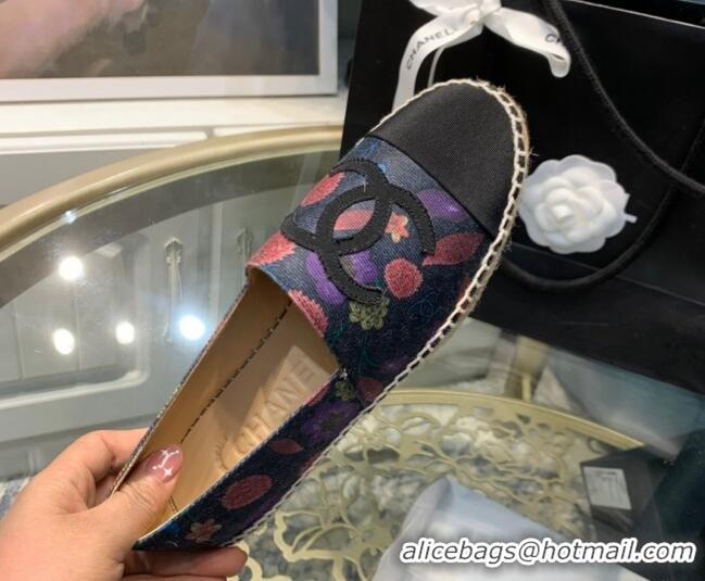 Discount Chanel Denim Print Espadrilles G29762 Charcoa Gray 092384