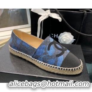 Good Looking Chanel Denim Print Espadrilles G29762 Blue