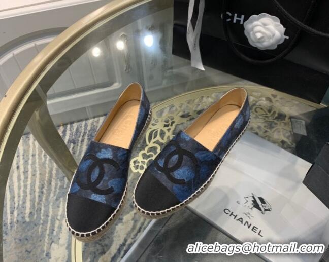 Good Looking Chanel Denim Print Espadrilles G29762 Blue