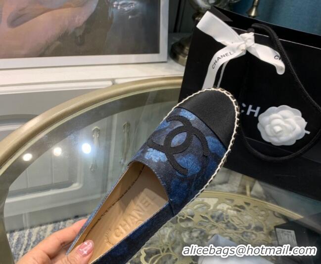 Good Looking Chanel Denim Print Espadrilles G29762 Blue