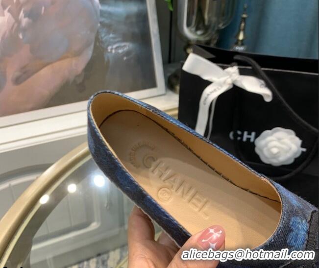 Good Looking Chanel Denim Print Espadrilles G29762 Blue