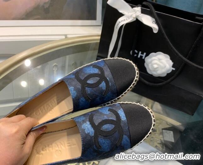 Good Looking Chanel Denim Print Espadrilles G29762 Blue