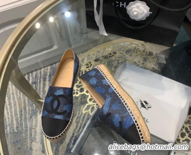 Good Looking Chanel Denim Print Espadrilles G29762 Blue