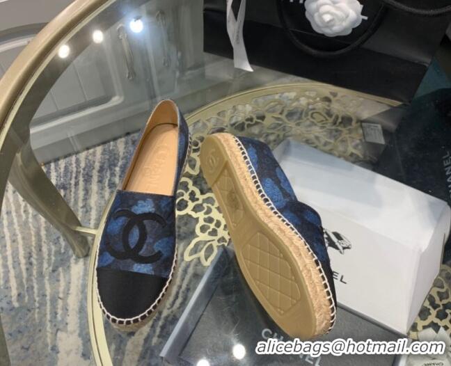 Good Looking Chanel Denim Print Espadrilles G29762 Blue