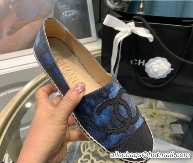 Good Looking Chanel Denim Print Espadrilles G29762 Blue