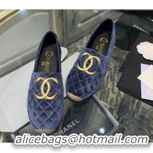 Discount Chanel Velvet Espadrilles G32910 Blue