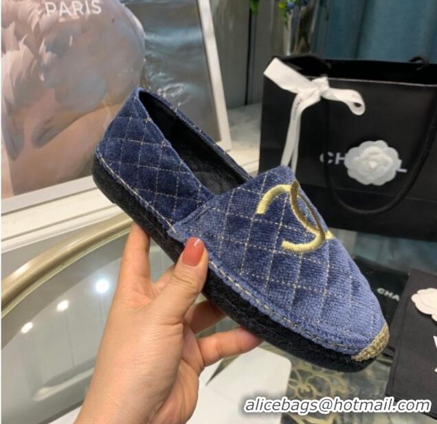 Discount Chanel Velvet Espadrilles G32910 Blue