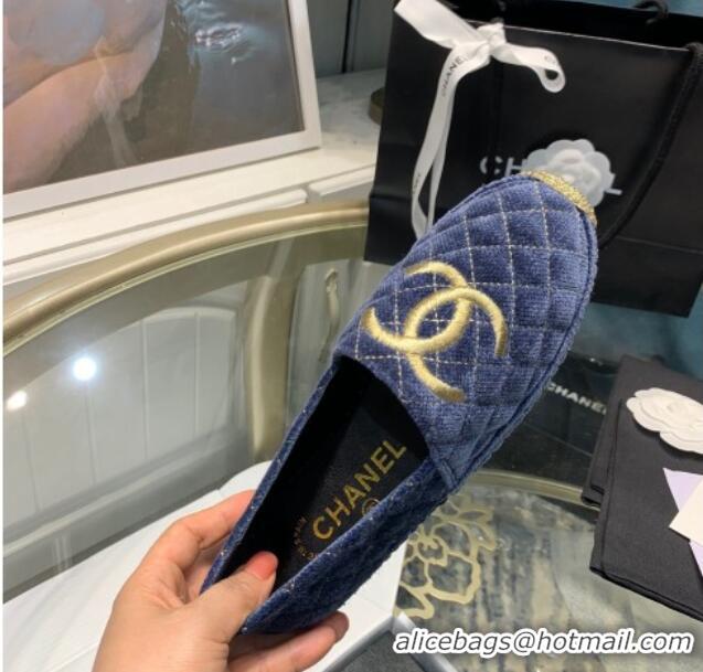 Discount Chanel Velvet Espadrilles G32910 Blue