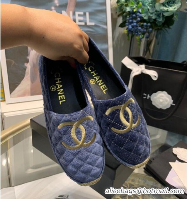 Discount Chanel Velvet Espadrilles G32910 Blue