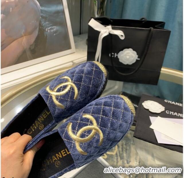 Discount Chanel Velvet Espadrilles G32910 Blue