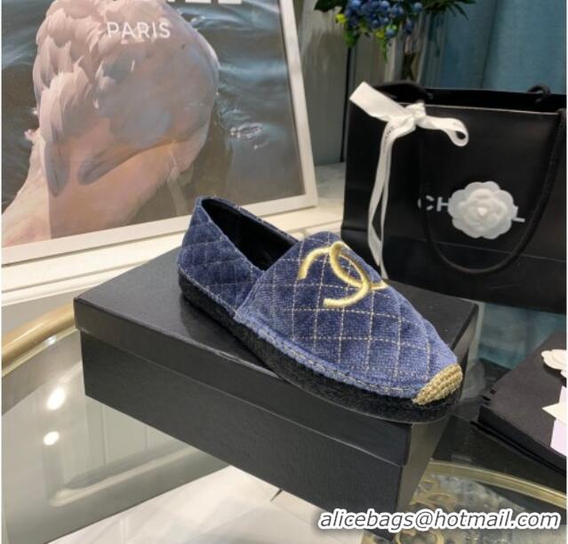 Discount Chanel Velvet Espadrilles G32910 Blue