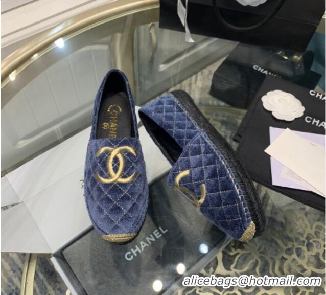 Discount Chanel Velvet Espadrilles G32910 Blue