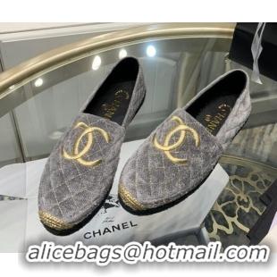 Discount Chanel Velvet Espadrilles G32910 Gray