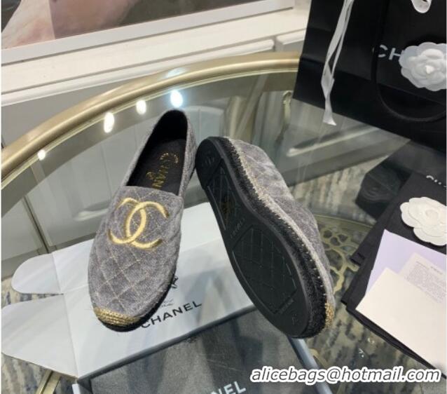 Discount Chanel Velvet Espadrilles G32910 Gray