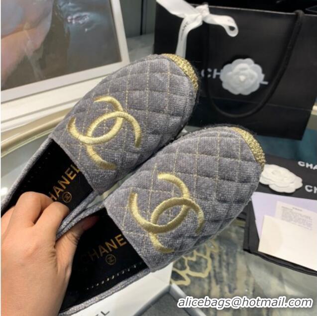 Discount Chanel Velvet Espadrilles G32910 Gray