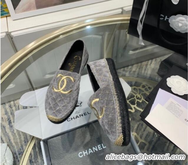 Discount Chanel Velvet Espadrilles G32910 Gray