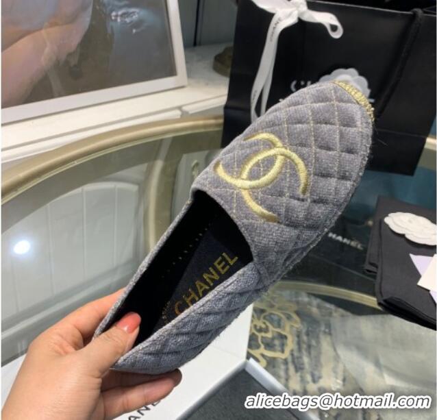 Discount Chanel Velvet Espadrilles G32910 Gray