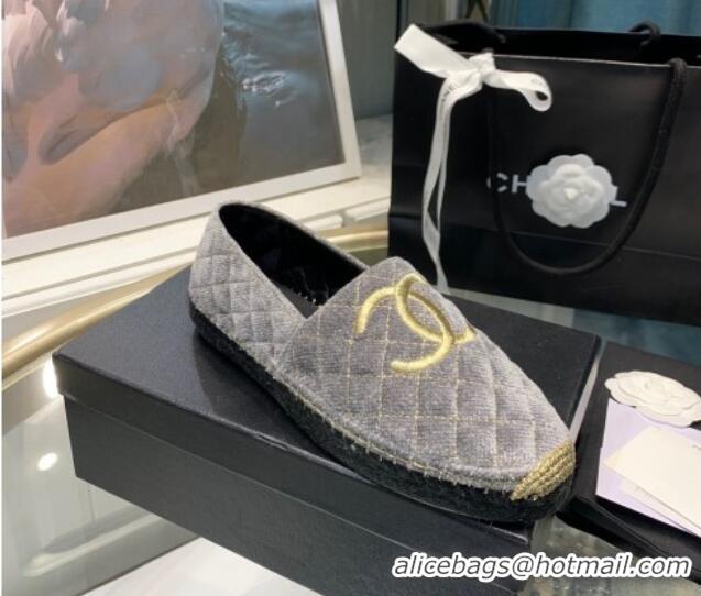 Discount Chanel Velvet Espadrilles G32910 Gray