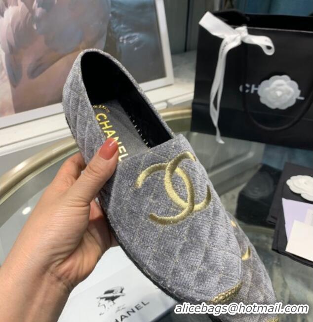 Discount Chanel Velvet Espadrilles G32910 Gray