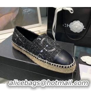 Cute Chanel Tweed Espadrilles 092389 Black