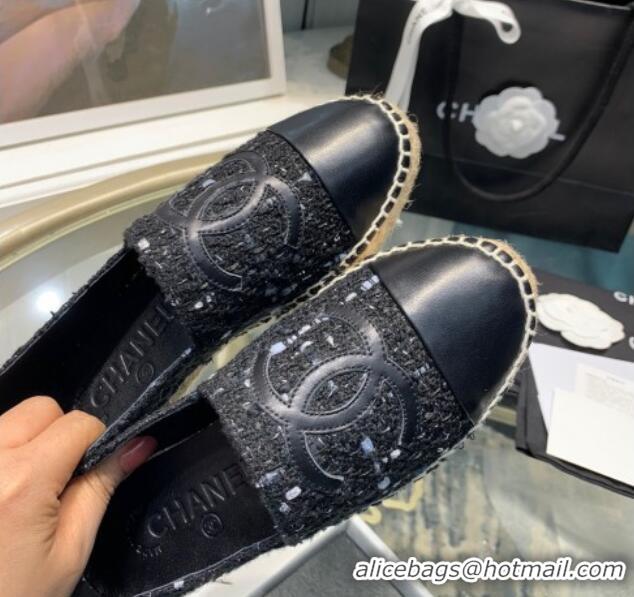 Cute Chanel Tweed Espadrilles 092389 Black