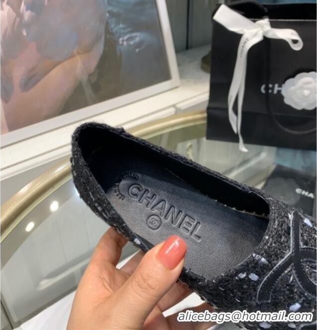 Cute Chanel Tweed Espadrilles 092389 Black