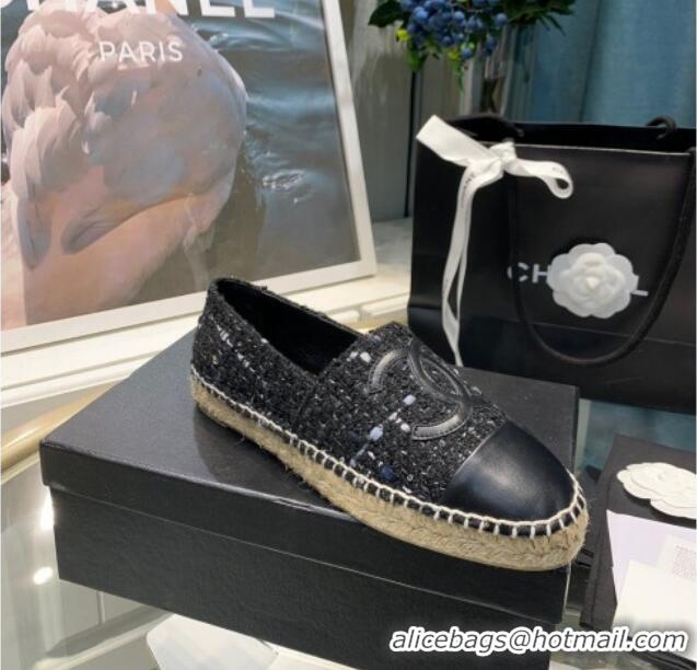 Cute Chanel Tweed Espadrilles 092389 Black