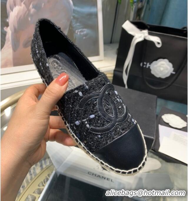 Cute Chanel Tweed Espadrilles 092389 Black