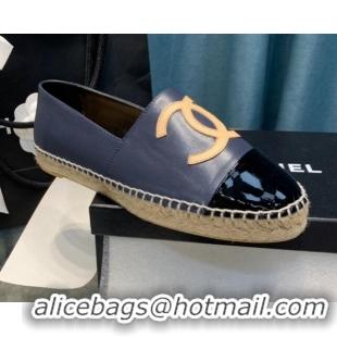 Top Grade Chanel Lambskin Espadrilles G33553 Navy Blue