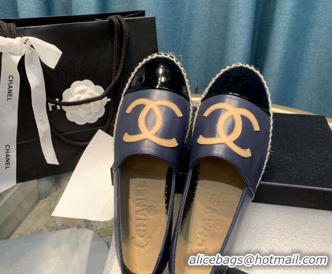 Top Grade Chanel Lambskin Espadrilles G33553 Navy Blue