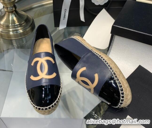 Top Grade Chanel Lambskin Espadrilles G33553 Navy Blue