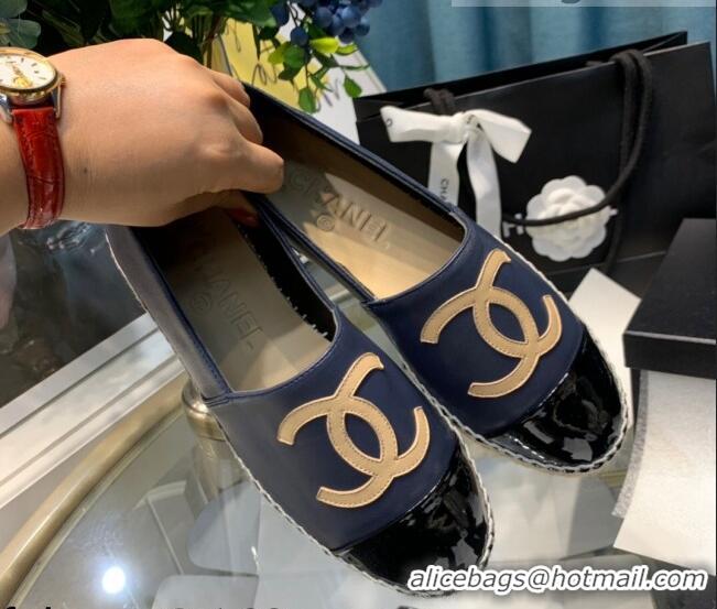 Top Grade Chanel Lambskin Espadrilles G33553 Navy Blue