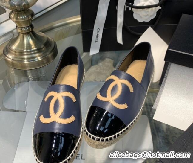 Top Grade Chanel Lambskin Espadrilles G33553 Navy Blue