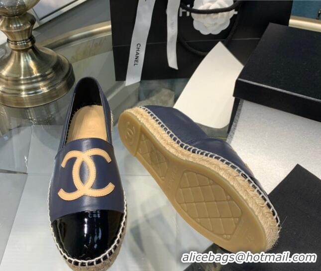 Top Grade Chanel Lambskin Espadrilles G33553 Navy Blue