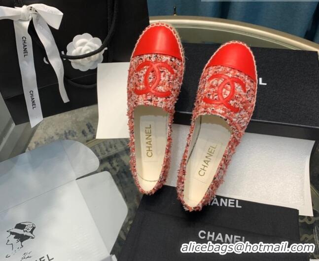 Best Quality Chanel Tweed Espadrilles G33553 Red