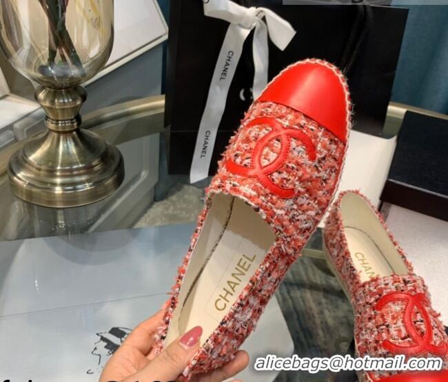 Best Quality Chanel Tweed Espadrilles G33553 Red