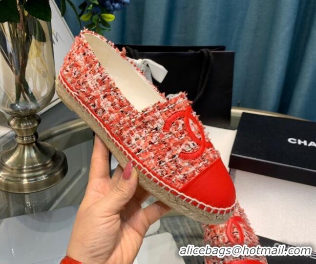 Best Quality Chanel Tweed Espadrilles G33553 Red