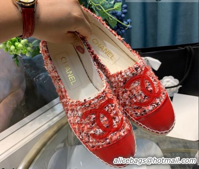 Best Quality Chanel Tweed Espadrilles G33553 Red