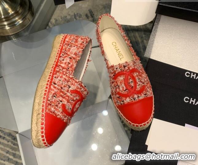 Best Quality Chanel Tweed Espadrilles G33553 Red