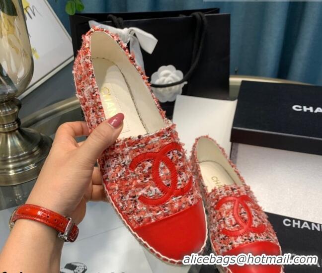 Best Quality Chanel Tweed Espadrilles G33553 Red