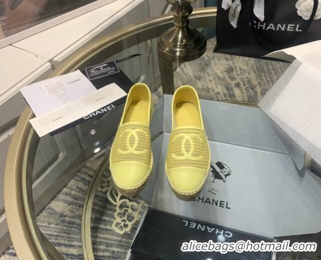 Super Quality Chanel Lambskin Espadrilles 092395 Light Yellow