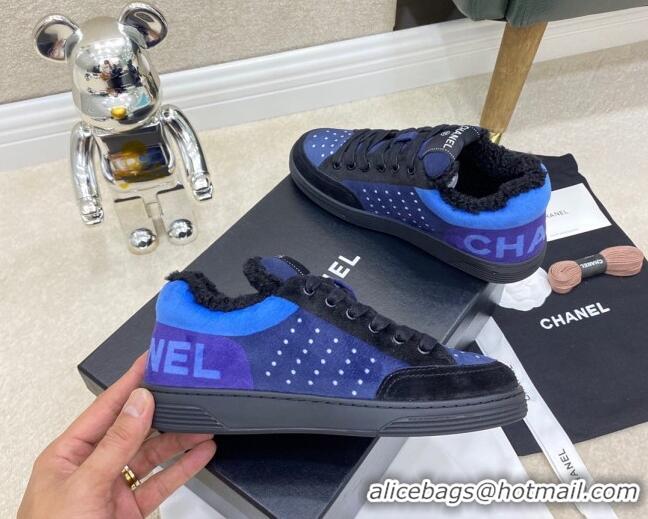 Low Price Chanel Fabric & Suede Sneakers G38038 Blue