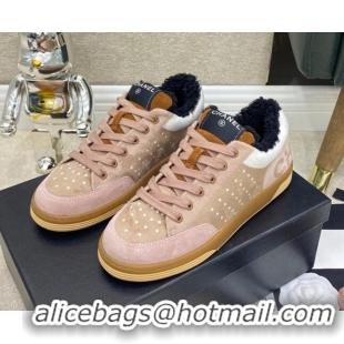 Top Quality Chanel Fabric & Suede Sneakers G38038 Pink