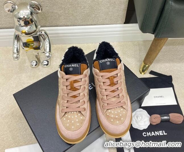 Top Quality Chanel Fabric & Suede Sneakers G38038 Pink